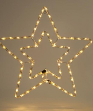 ΑΣΤΕΡΙ ΔΙΠΛΟ, 3m LED ΦΩΤΟΣΩΛΗΝΑΣ, ΜΟΝΟΚΑΝΑΛΟΣ, ΜΕ ΠΡΟΓΡΑΜΜΑ, ΘΕΡΜΟ ΛΕΥΚO, 55x56cm, IP44