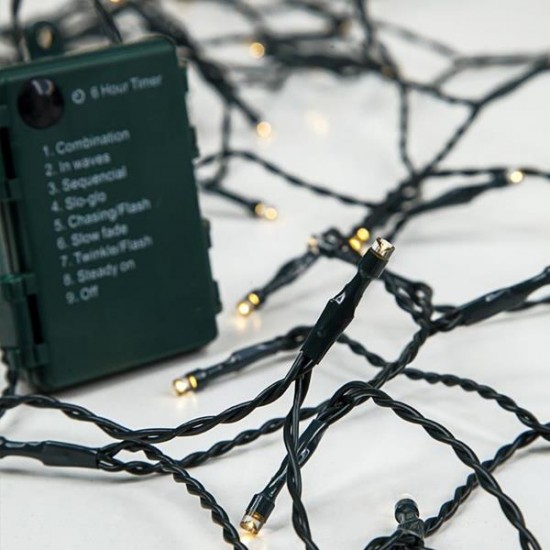  ΣΕΙΡΑ ΜΠΑΤΑΡΙΑΣ,96 LED 5mm,4,5V,8 ΠΡΟΓΡΑΜΜΑΤΑ,ΧΡΟΝΟΔΙΑΚΟΠΤΗΣ,ΠΡΟΕΚΤΑΣΗ ΠΑΡΟΧΗΣ 100cm,ΠΡΑΣΙΝΟ ΚΑΛΩΔΙΟ,ΘΕΡΜΟ ΛΕΥΚΟ LED,ANA10cm,ΙΡ44 ΕΠΙΣΤΡΟΦΗ