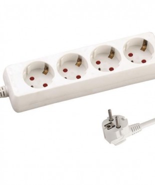  ΠΟΛΥΠΡΙΖΟ 4 ΘΕΣΕΩΝ ΜΕ ΚΑΛΩΔΙΟ 3X1,5mm 5m ΜΕ ΠΡΟΣΤΑΣΙΑ ΕΠΑΦΩΝ ΕΠΙΣΤΡΟΦΗ 