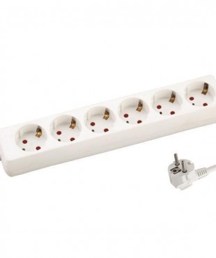  ΠΟΛΥΠΡΙΖΟ 6 ΘΕΣΕΩΝ ΜΕ ΚΑΛΩΔΙΟ 3X1,5mm 5m ΜΕ ΠΡΟΣΤΑΣΙΑ ΕΠΑΦΩΝ